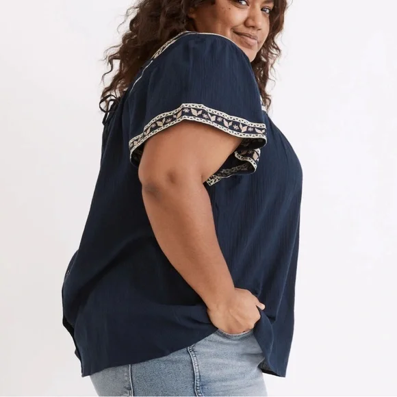 Madewell 1X Plus Boho Embroidered Square-Neck Top - Picture 16 of 16